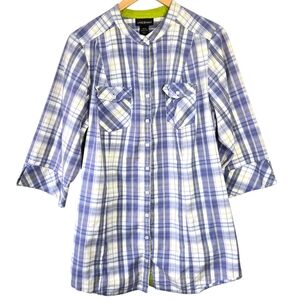 Lane Bryant Preppy Purple Plaid Button Down Shirt Size 18 Cabincore Cottage